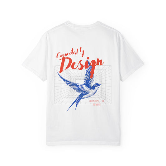 Swallow Graphic T-Shirt — 'Carefully Design' Retro Script Back Print
