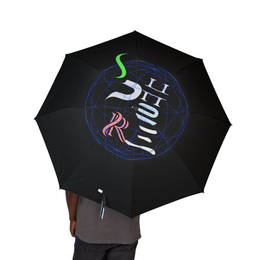Foldable Umbrella with Neon Tech Glyph Design — Semi‑Automatic Compact Rain Umbrella