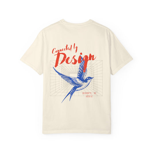 Swallow Graphic T-Shirt — 'Carefully Design' Retro Script Back Print